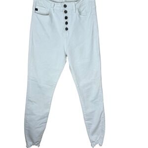KanCan White High Rise Button Fly Skinny Jeans Raw‎ Hem KC7273WT Size 7/27